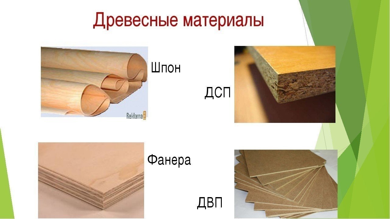 Тип древесины и материалов дсп двп фанера