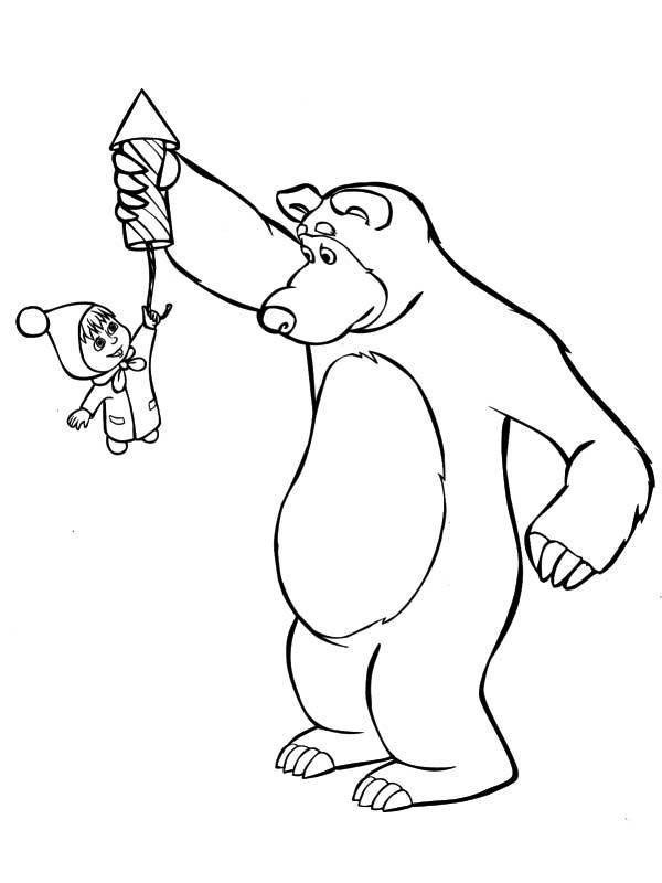 Медведь из мультфильма маша и медведь раскраска
