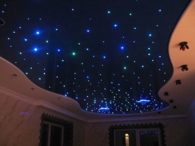 Натяжной потолок звездное небо в детскую без подсветки