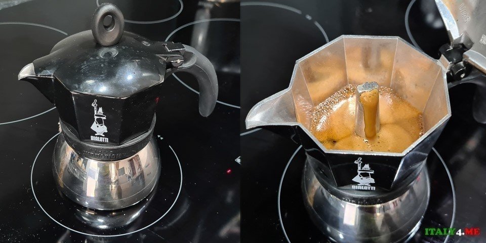 Гейзерная кофеварка в процессе
