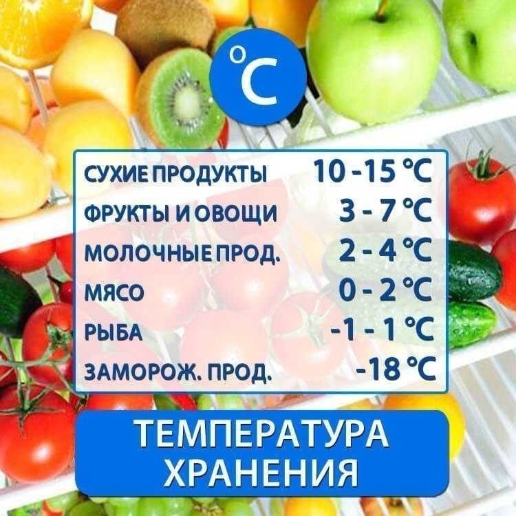 Температурные режимы хранения продуктов питания