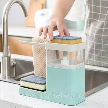 Диспенсер кухонный с подставкой для губки soap pump