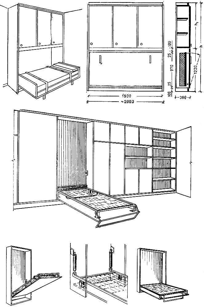 Шкаф-кровать трансформер схема чертеж