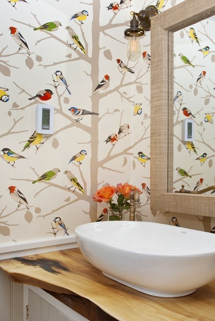 Плитка в ванную комнату с птичками