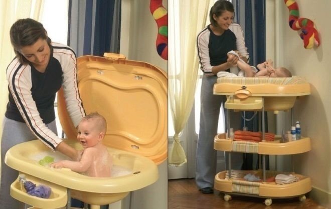 Ванна и пеленальный стол для купания новорожденных